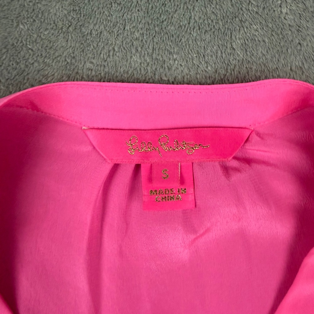 Lilly Pulitzer Size Small Lana Ray Silk Prosecco Pink Blouse Top - Picture 3 of 8